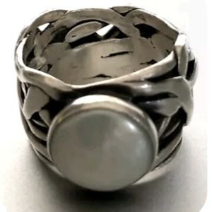Silpada Mermaid coin pearl ring in sterling silver